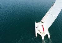 yachting trimaran main sail aerial